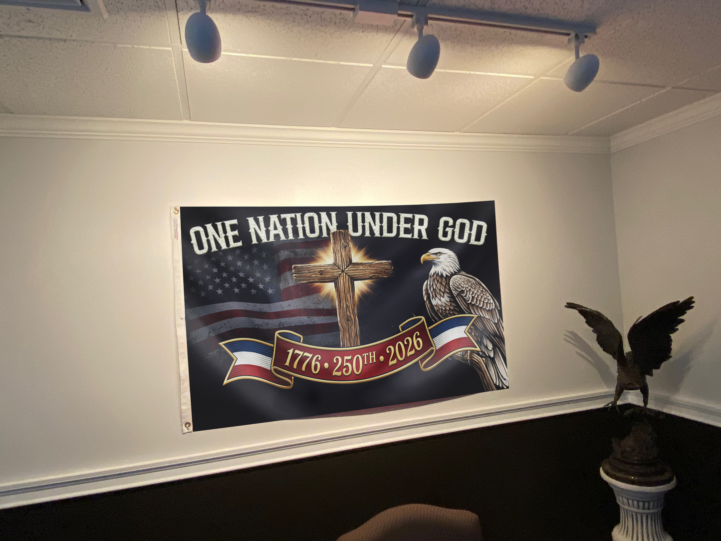 One Nation Under God Cross Flag