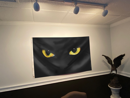Black Cat's Yellow Eyes Halloween Flag