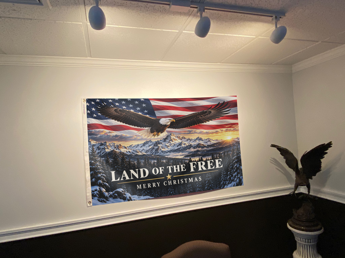 Land of the Free Merry Christmas Flag