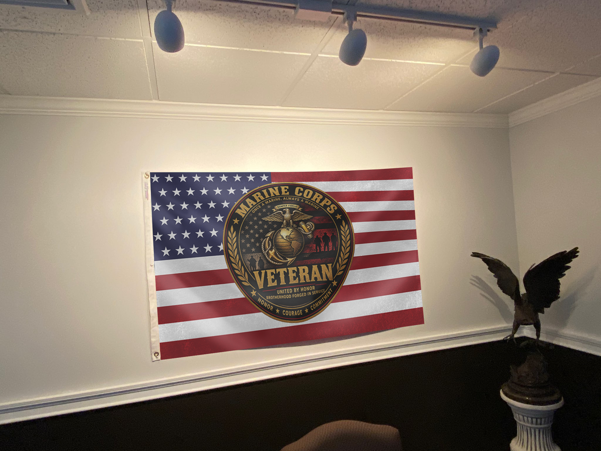 Marine Corp Veteran USA Flag