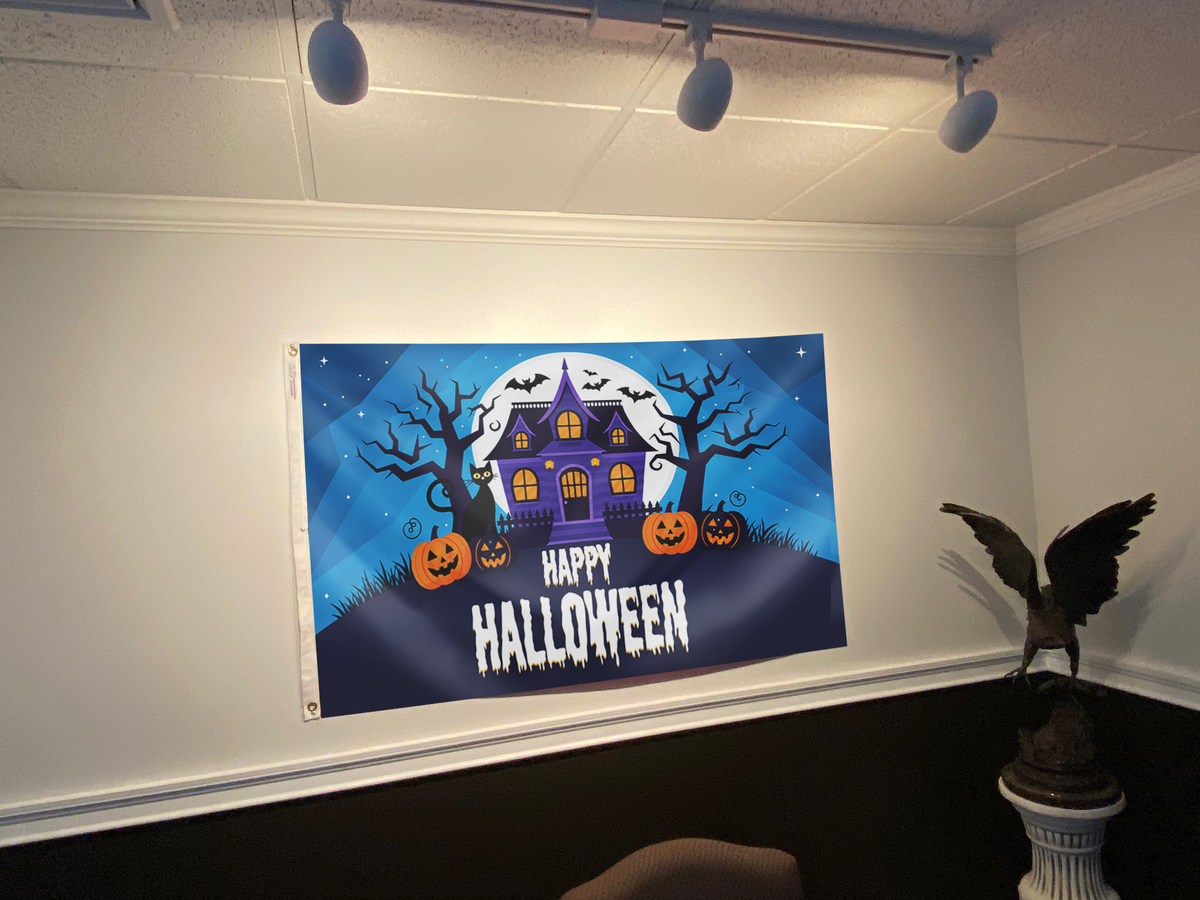 Happy Halloween Haunted House Flag