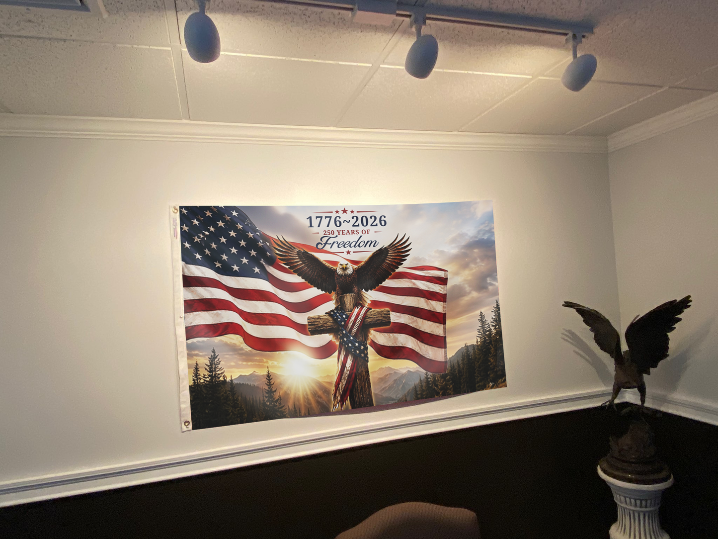 1776–2026: 250 Years of Freedom Eagle American Flag