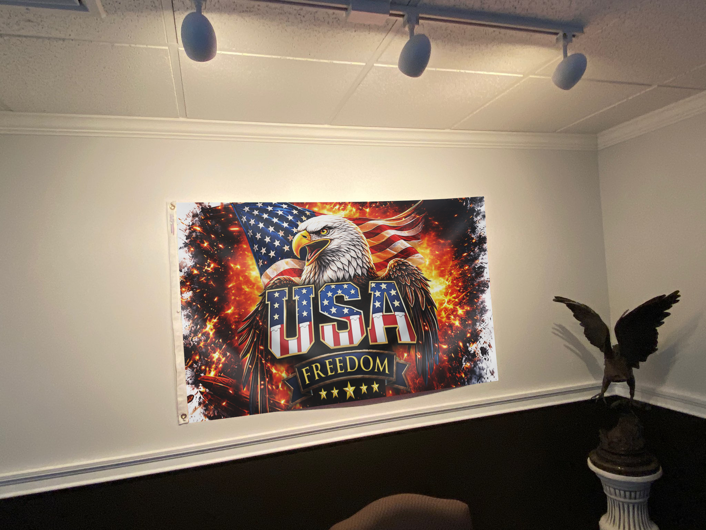 USA Freedom Eagle Fire Flag