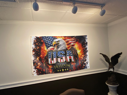 USA Freedom Eagle Fire Flag