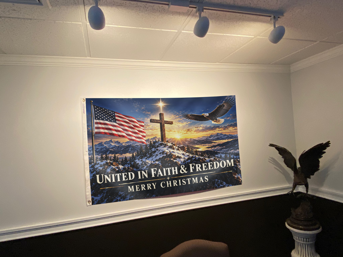United in Faith & Freedom - Merry Christmas Flag