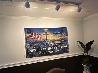 United in Faith & Freedom - Merry Christmas Flag