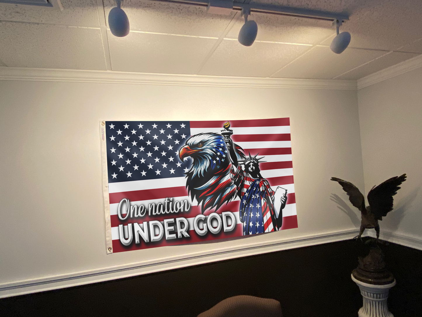 US Eagle Cross Freedom One Nation Under God Flag