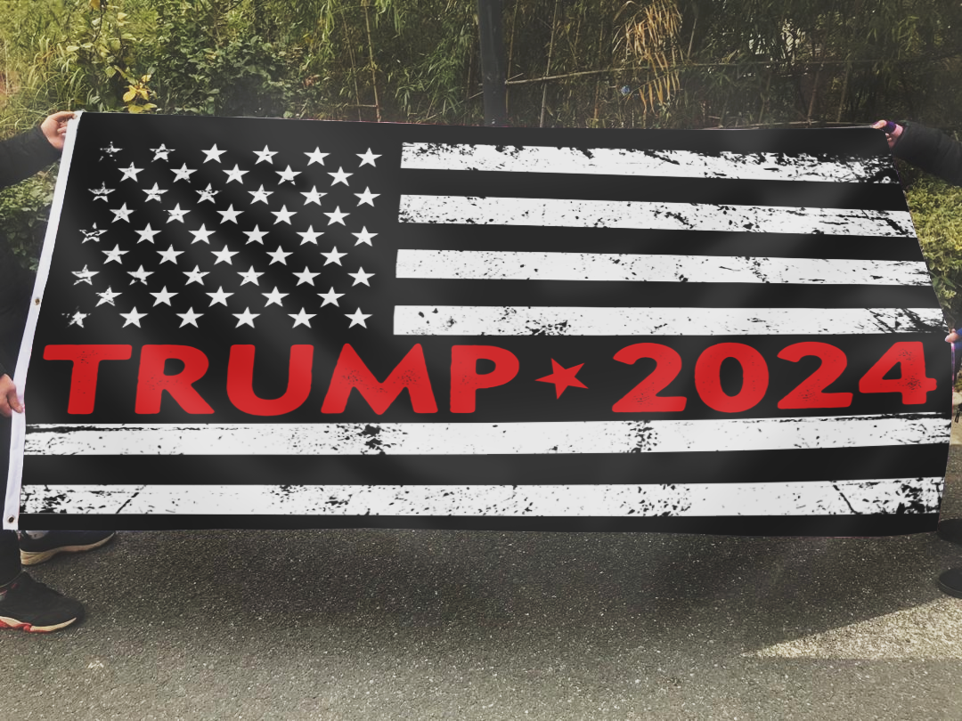 Trump 2024 - Black and White USA Flag