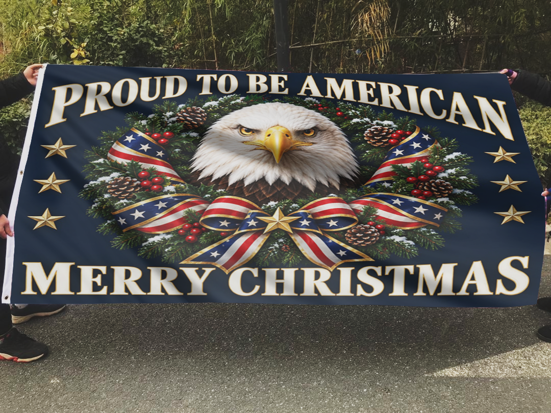 Proud to be American - Merry Christmas Flag
