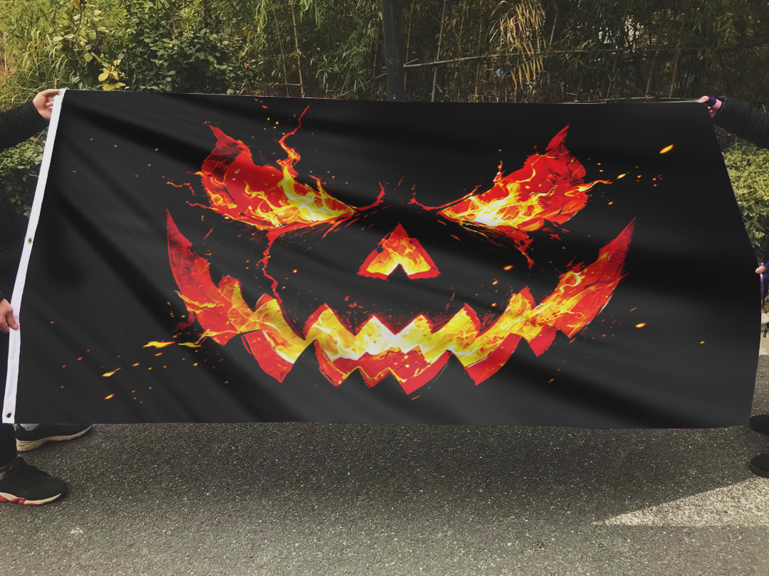Scary Black Pumpkin Flag