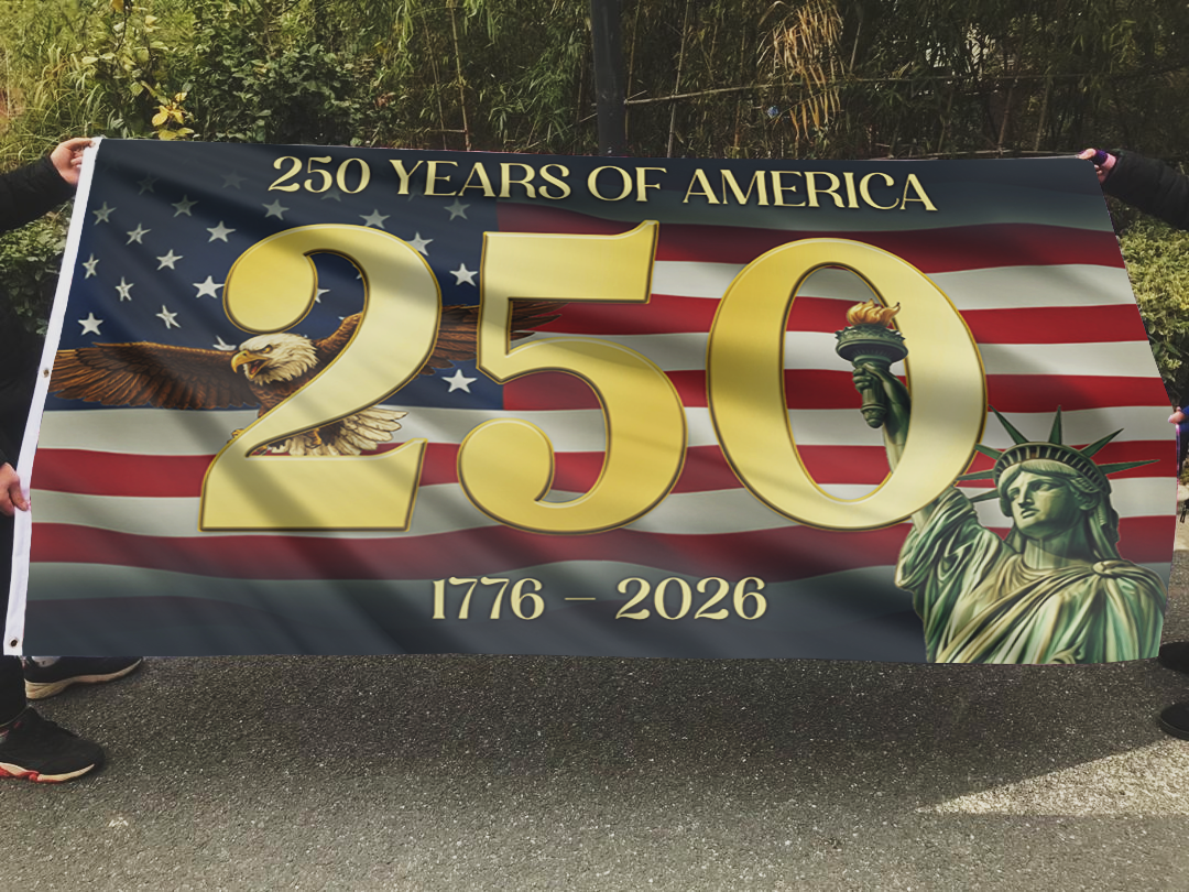 250 Years of America Statue Gold Flag