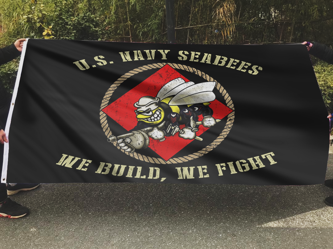 U.S. Navy Seabees We Build We Fight Flag