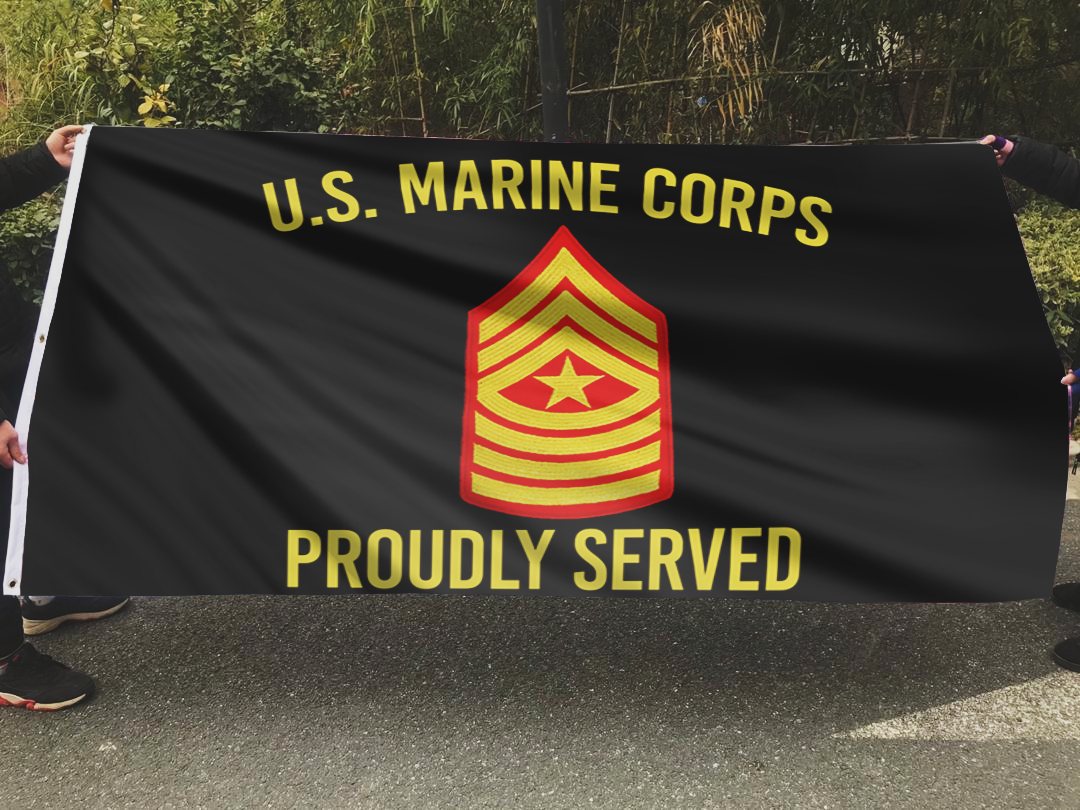 U.S. Marine Corps Proudly Served - SgtMaj Chevron Flag