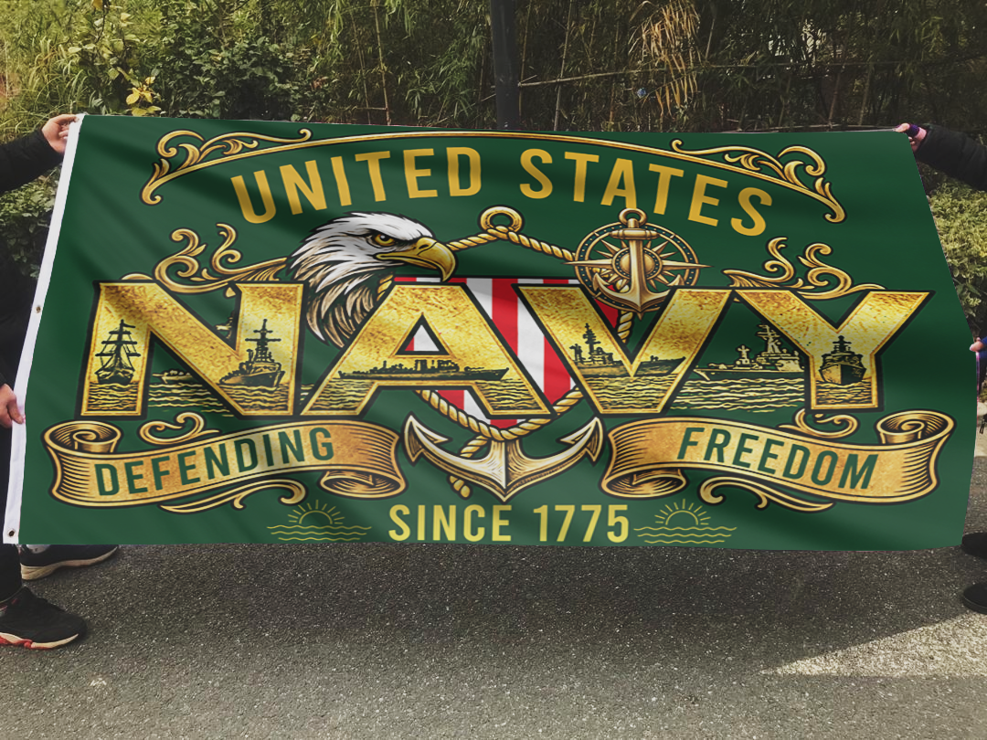 Defending Freedom US Navy Flag