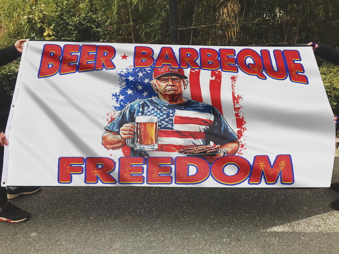 Beer Barbeque Freedom Trump White Flag
