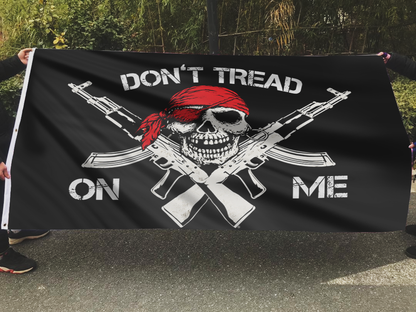 Don't Tread on Me Skull and Cross Guns Flag