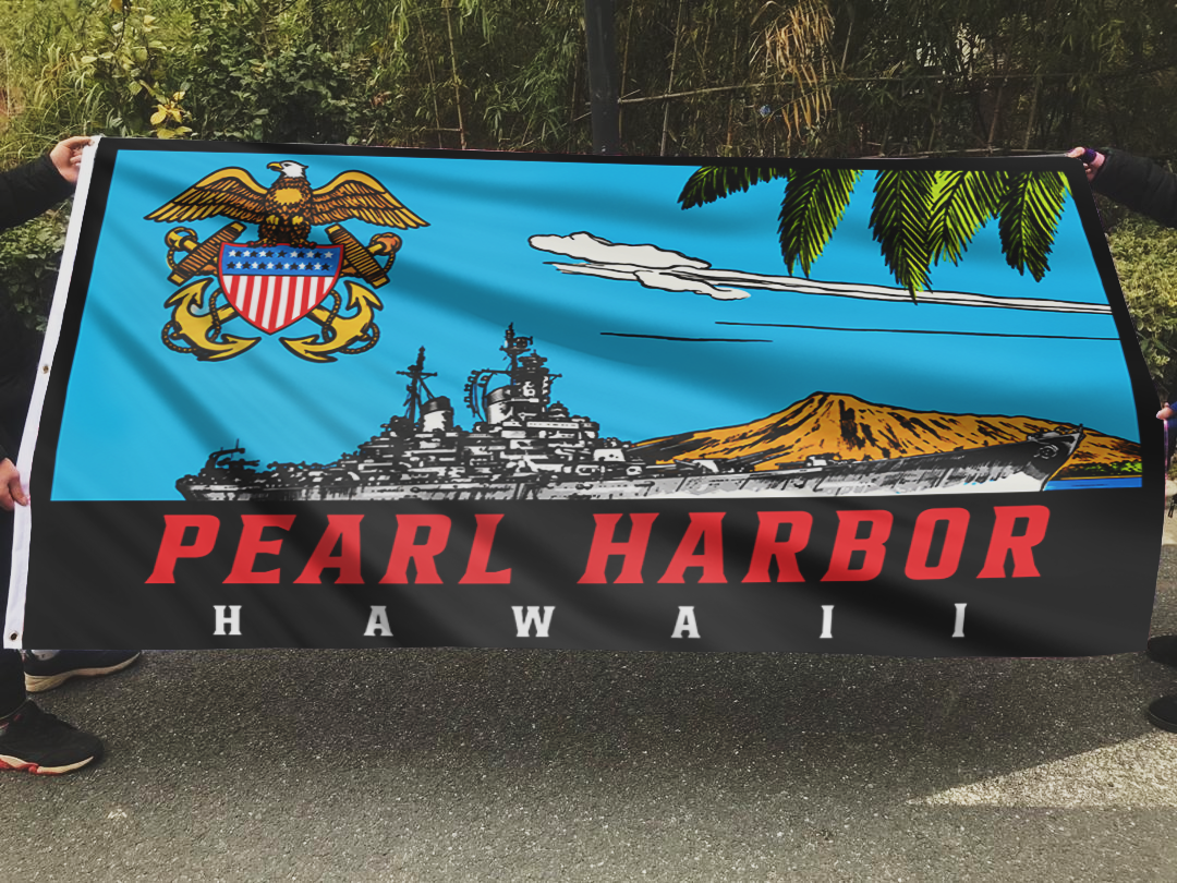 Pearl Harbor Hawaii Eagle USA Flag