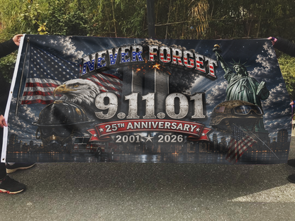 Never Forget Eagle and Statue Flag