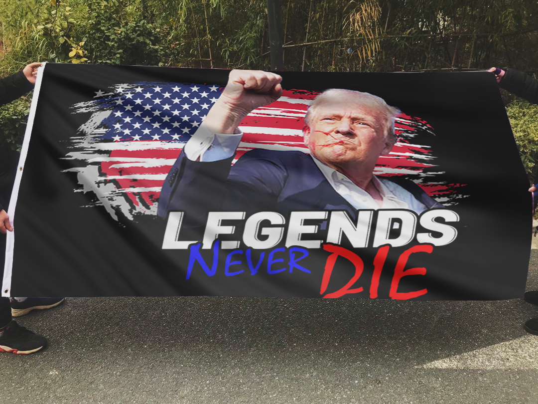 Legends Never Die Trump Black Flag