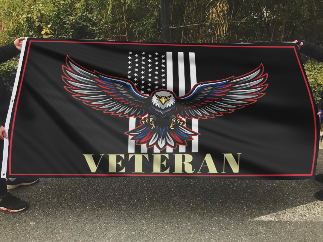 Bold Eagle & USA Stripes Flag
