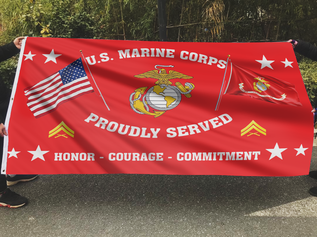 United States Marine Corps - Corporal Flag (RED)
