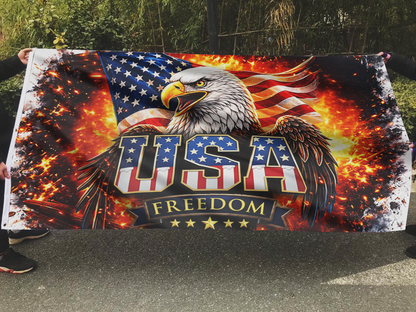 USA Freedom Eagle Fire Flag
