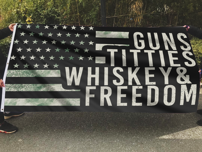 Gun Titties Whiskey & Freedom Flag