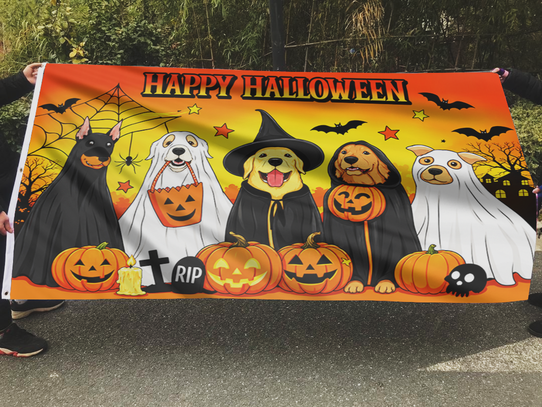 Halloween Dog Pumpkin Flag