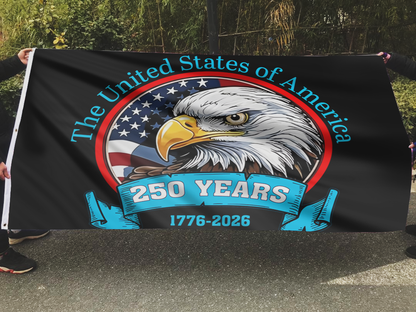USA 250 Years Anniversary Bald Eagle Patriotic Flag