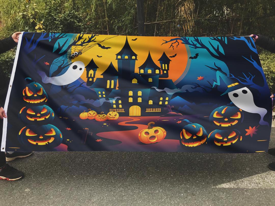 Scary Halloween Pumpkin Flag