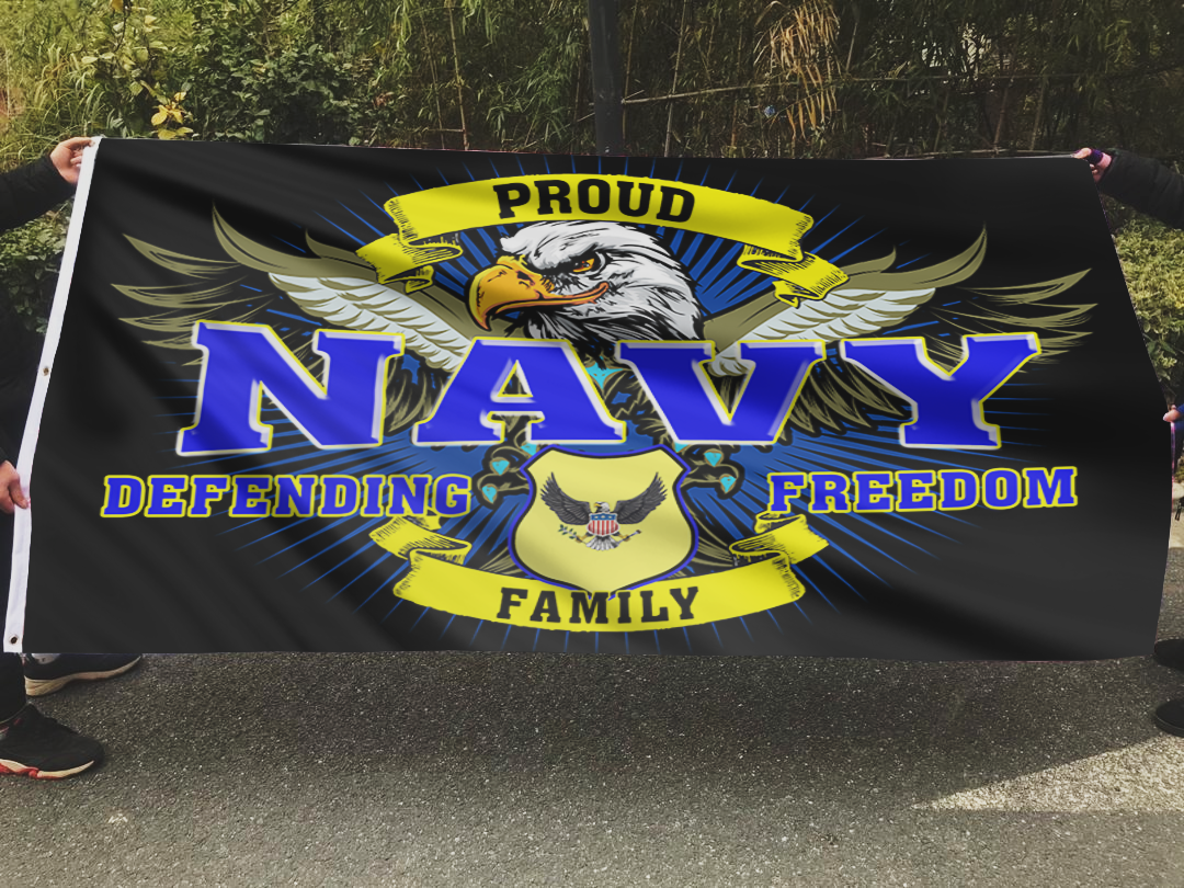 Defending Freedom Proud Navy Family Flag