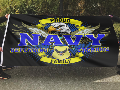 Defending Freedom Proud Navy Family Flag
