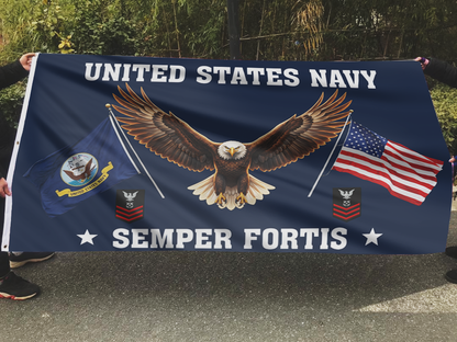 US Navy Eagle Semper Fortis - Petty Officer First Class Flag