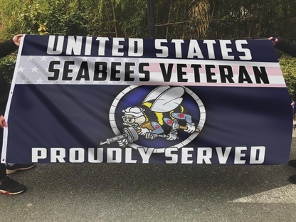 US Seabees Veteran Proudly Served Flag