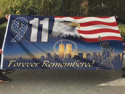 911 Forever Remembered Statue Flag