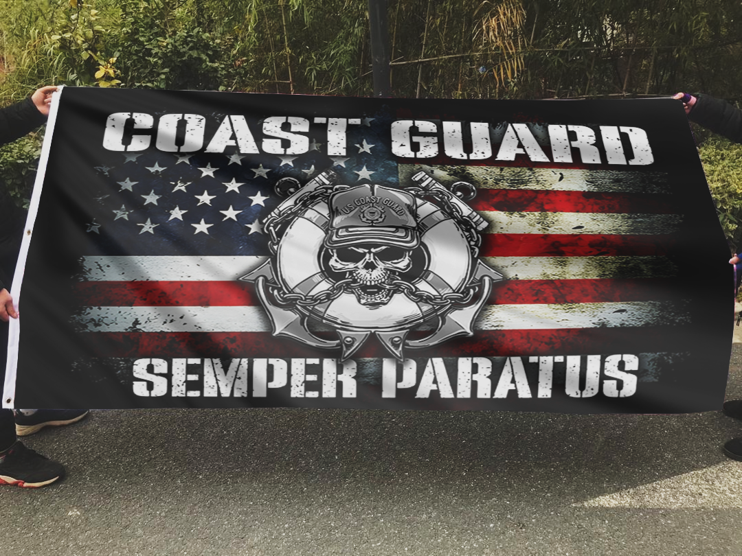 Coast Guard Semper Paratus Skull American Flag