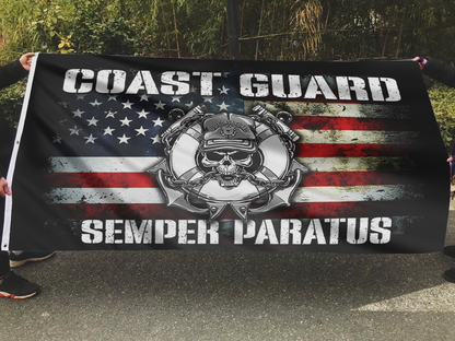 Coast Guard Semper Paratus Skull American Flag