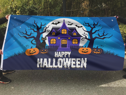 Happy Halloween Haunted House Flag