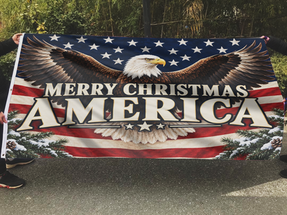 Merry Christmas America Flag