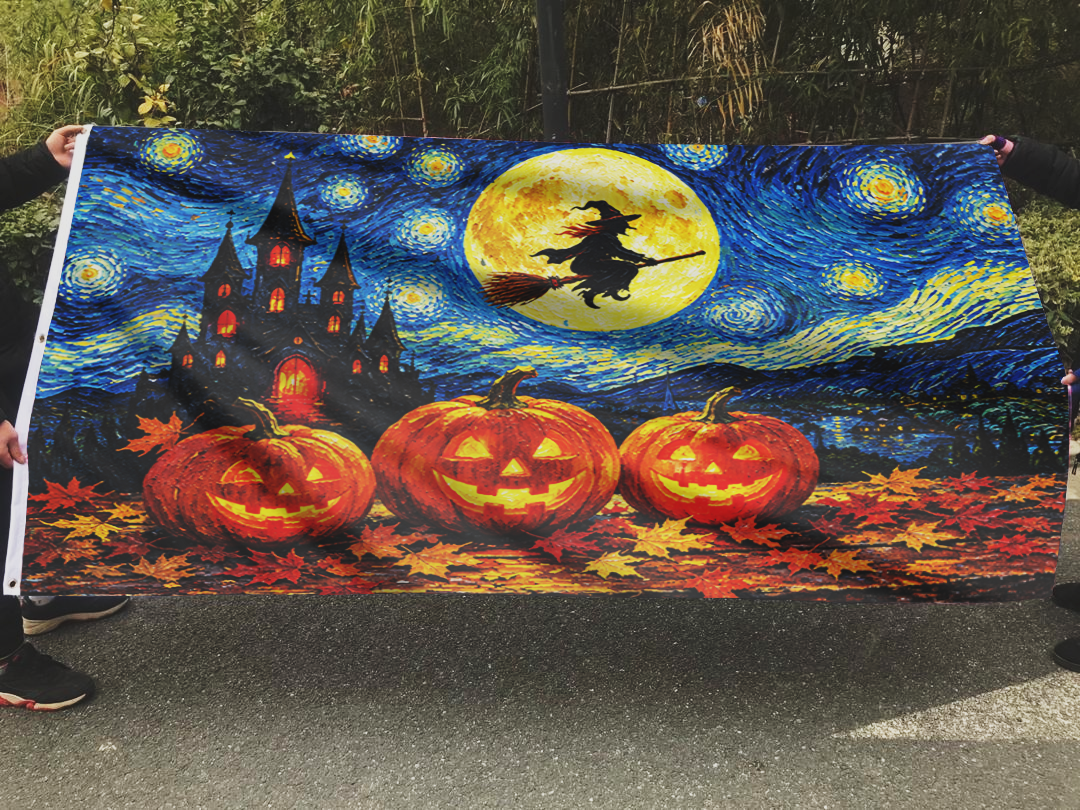 Spooky Starry Night Halloween Flag