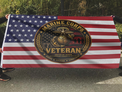 Marine Corp Veteran USA Flag