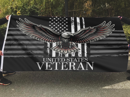 Veteran Eagle Black & White Flag
