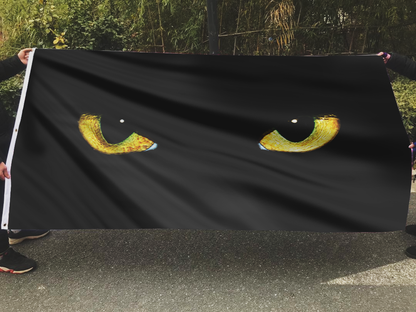 Black Cat's Yellow Eyes Halloween Flag