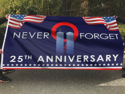 Never Forget Two Tower 25th Anniversary Flag