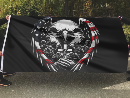 Eagle Through American Flag