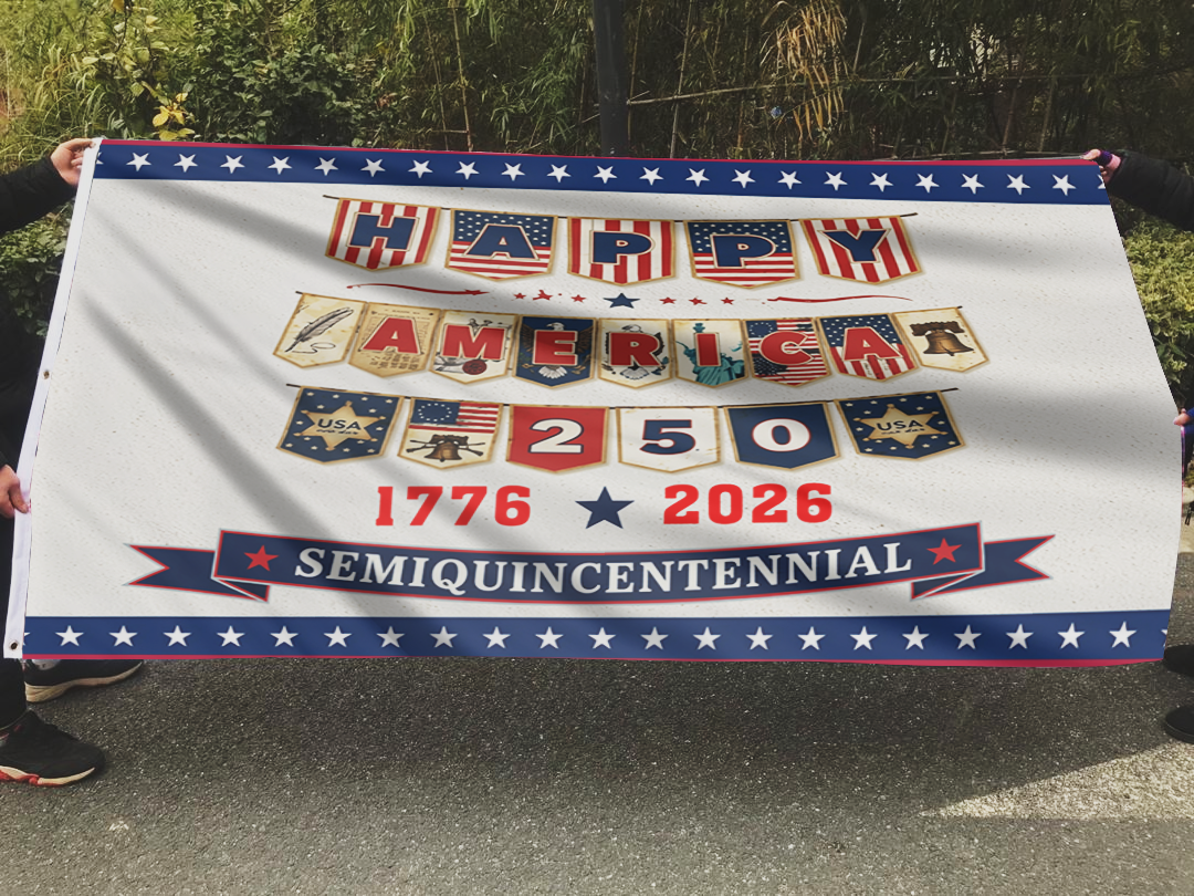 Happy America 250 Semiquincentennial Flag