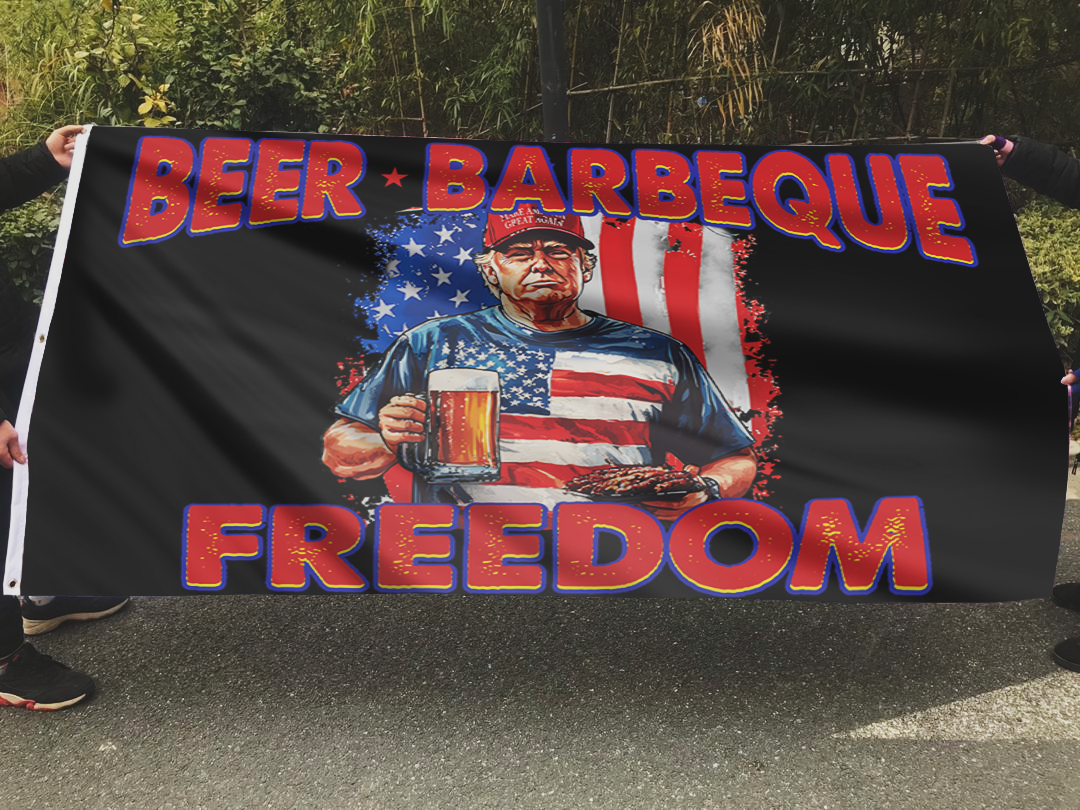 Beer Barbeque Freedom Trump Flag