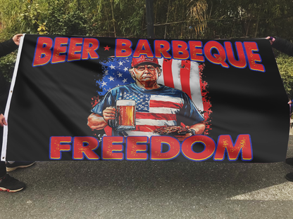 Beer Barbeque Freedom Trump Flag