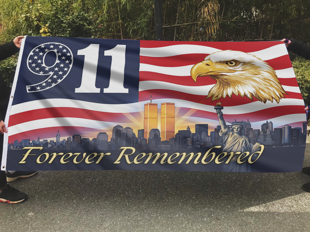 911 Forever Remembered Eagle Flag