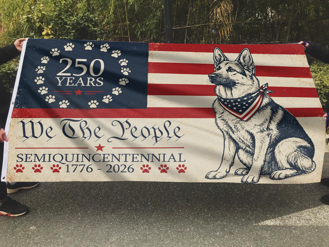 Patriotic Pup: 250 Years of Freedom Flag